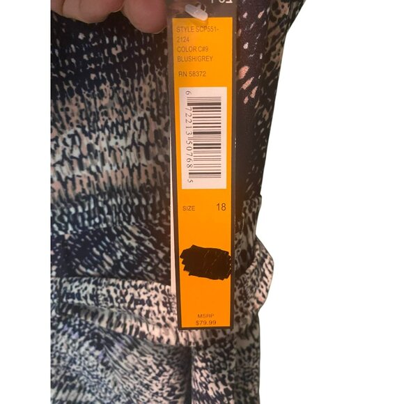 ILE New York Womens Plus Size 18 Peach and Blue Sleeveless Stretch Midi Dress Wi - Picture 5 of 10